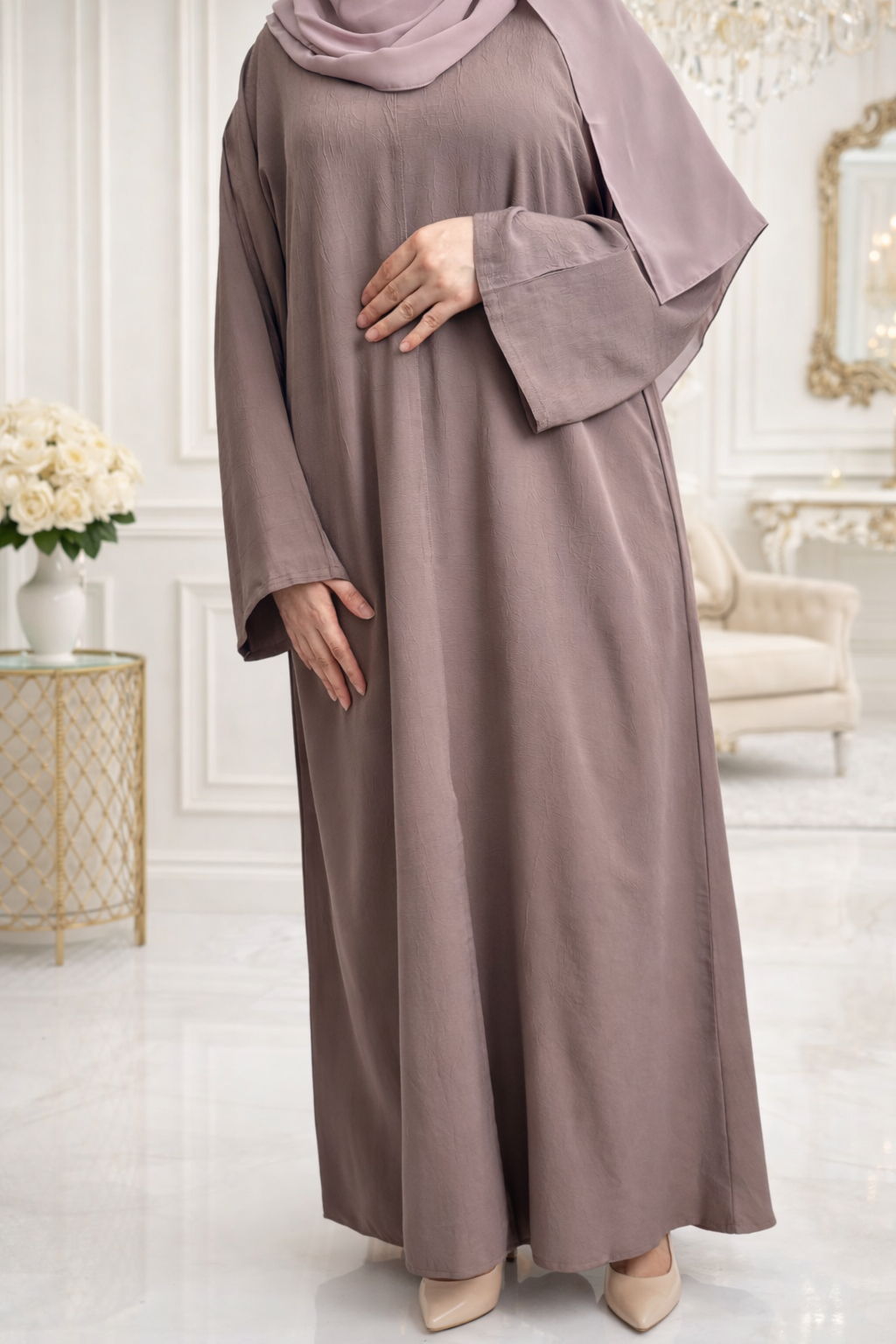 Pink blush open abaya thumbnail